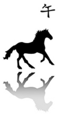 Image d'un cheval avec son année en caractères chinois
