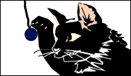 Image animée d'un chat taquinant une boule pendue