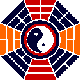 Symbole Yin-Yang sur fond d'hexagrammes