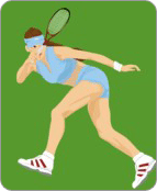 Dessin d'une femme faisant du squash