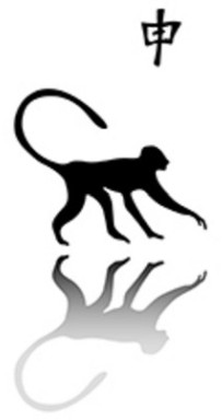 Image d'un singe avec son année en caractères chinois