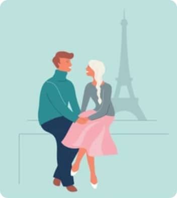Couple d'amoureux à Paris