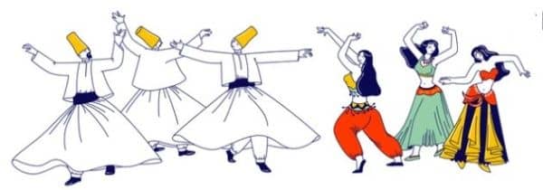 Danseurs et danseuses arabes