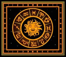 Astrorama - Astrologie traditionnelle. Image : Cercle du zodiaque encadré dans un carré.