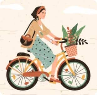 Dessin d'une femme en bicyclette